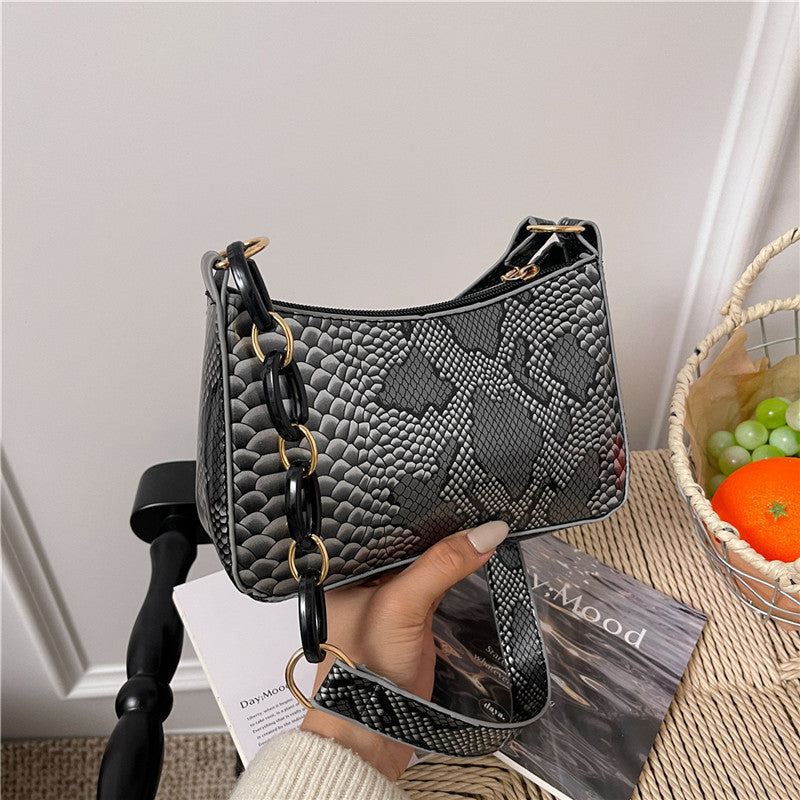 Stylish Textured Snakeskin Effect Handbag LoungeYard — product view 1