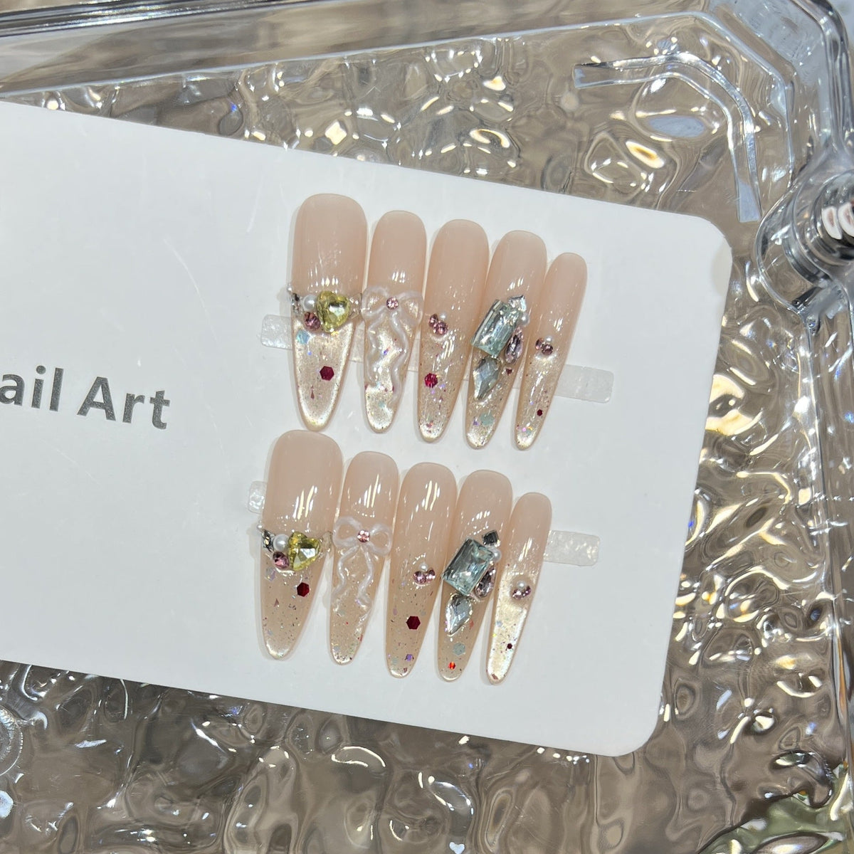 Glamorous Rhinestone-Decorated Press-On Nail Set — product view 3