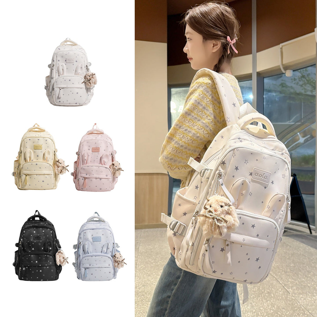 Adorable Bunny-Ear School Backpack LoungeYard — product view 4