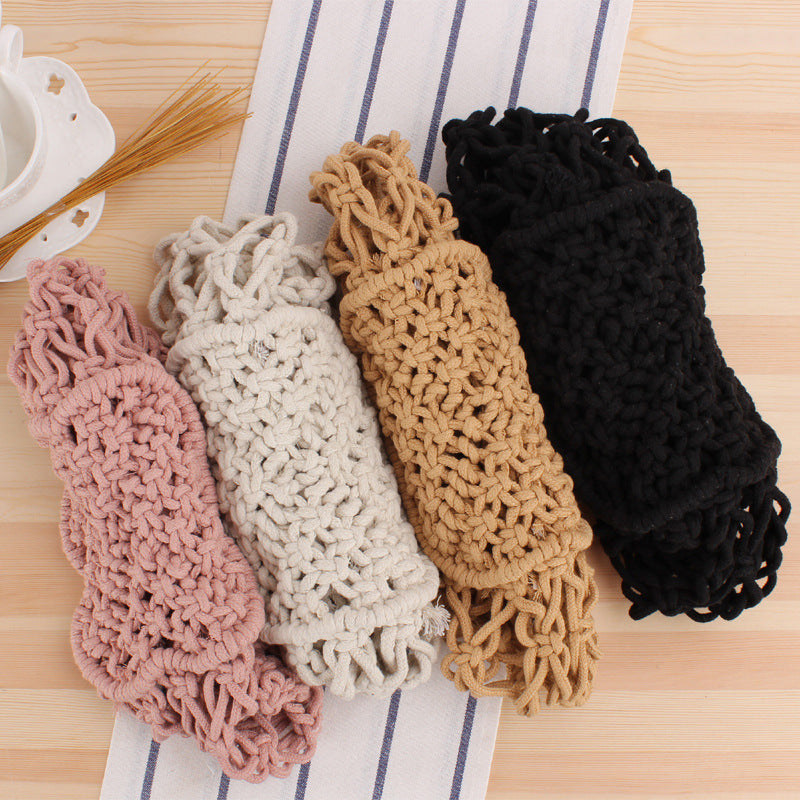 Macrame Tote Bag with Modern Mesh Design LoungeYard — product view 3