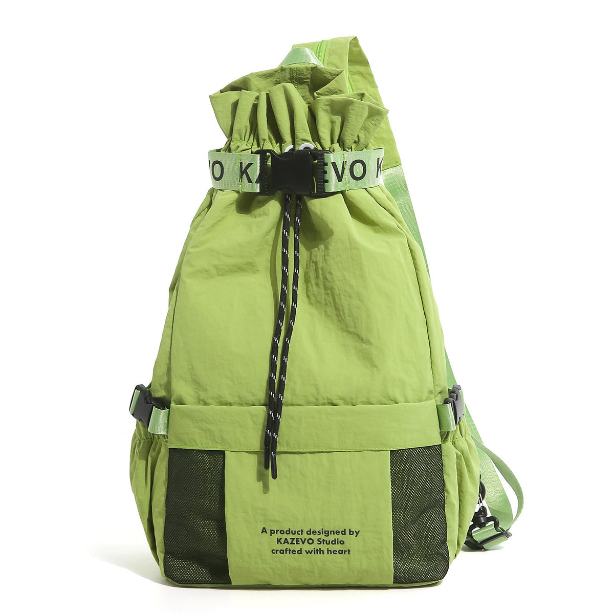 Casual Drawstring Backpack with Mesh Pockets LoungeYard — product view 7