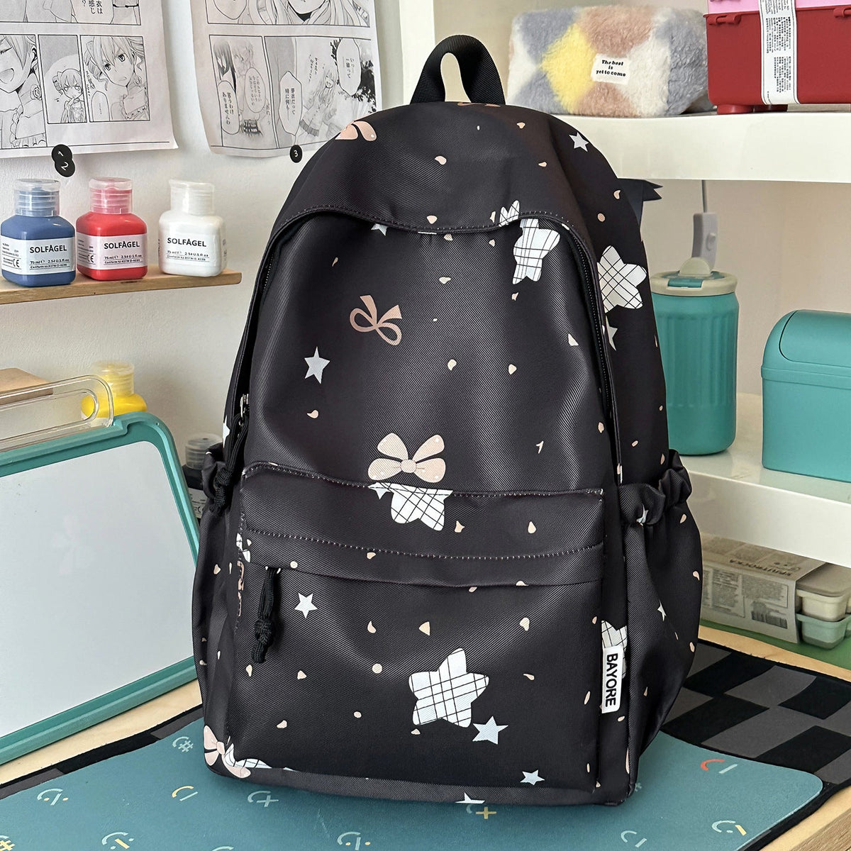 Fun-Themed Cartoon Print Backpack LoungeYard — product view 6