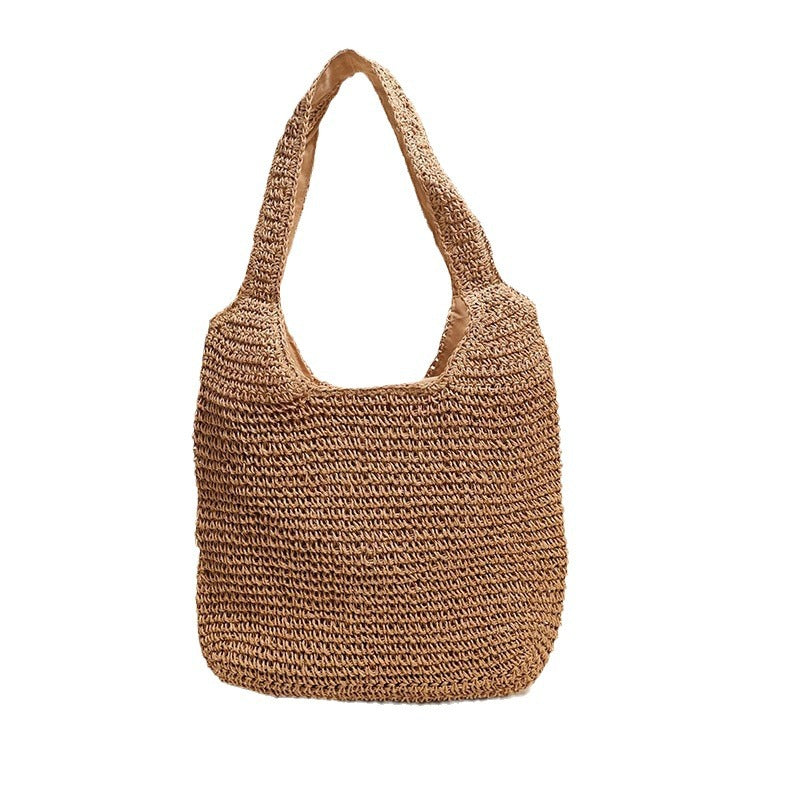 Spacious and Handcrafted Straw Tote Bag with Comfortable Shoulder Strap LoungeYard — product view 5