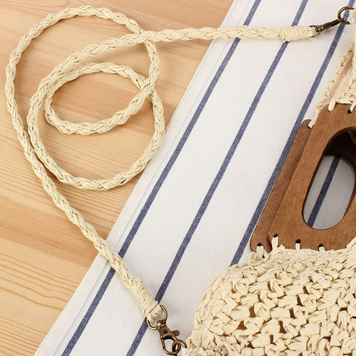 Macrame Crossbody Bag with Wooden Handle LoungeYard — product view 2