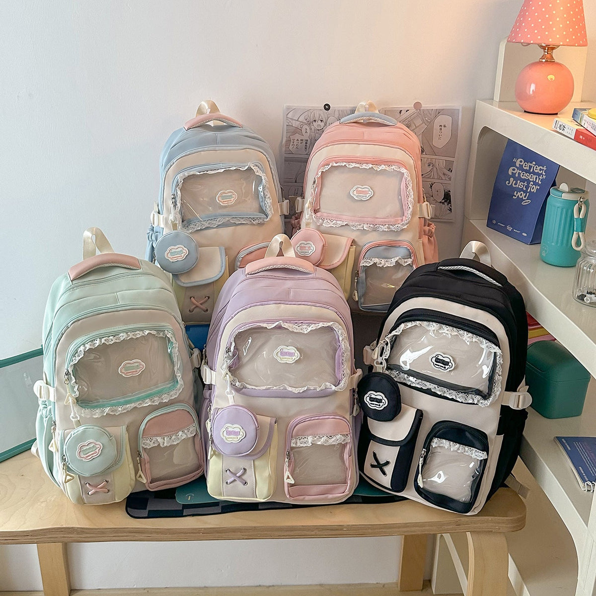 Cute Decorative Multi-Pocket Backpack LoungeYard — product view 4