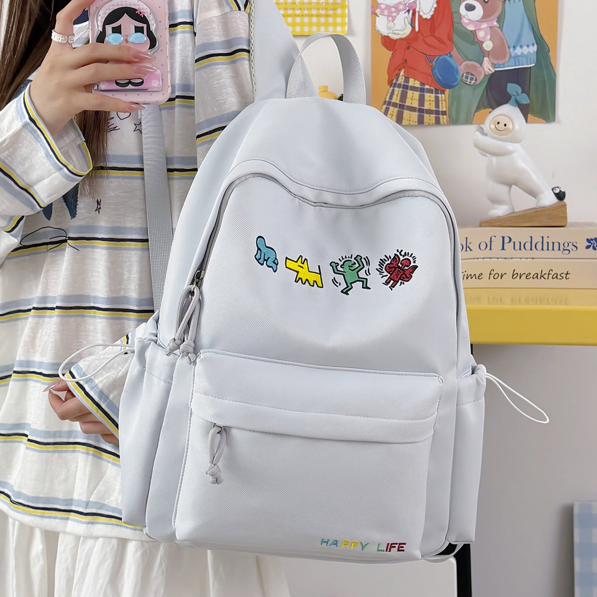 Artistic Embroidered Casual Backpack LoungeYard — product view 1