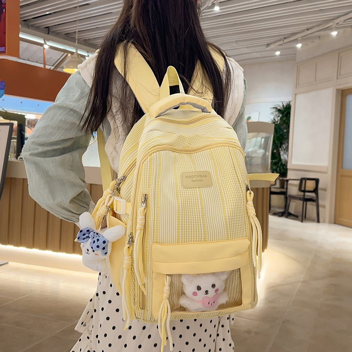Multi-Functional Textured Backpack with Side Pockets LoungeYard — product view 3