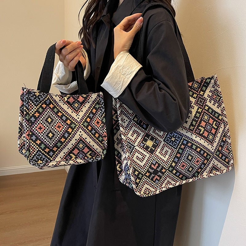 Handcrafted Geometric Patterned Tote Bag — product view 1