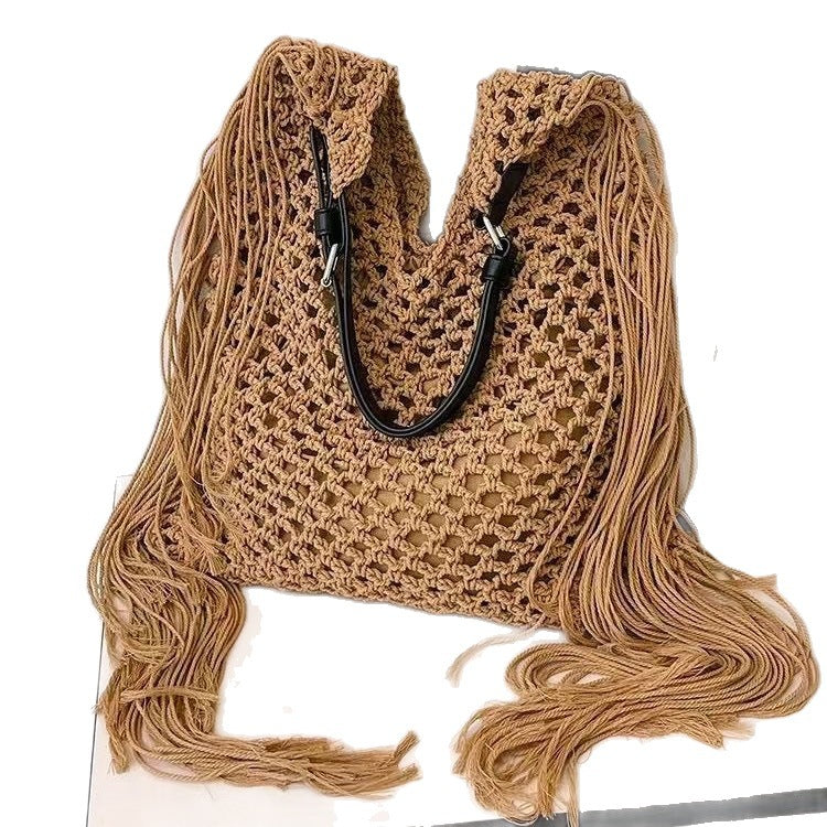 Handcrafted Stylish Tote Bag with Fringes LoungeYard — product view 5
