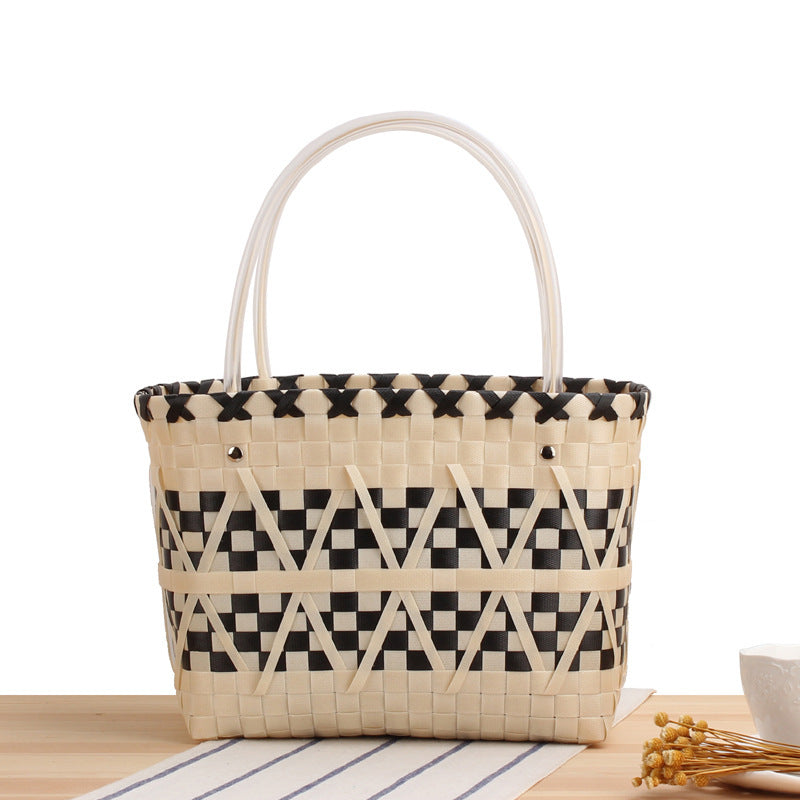 Braided shopping bag with elegant accents LoungeYard — product view 1