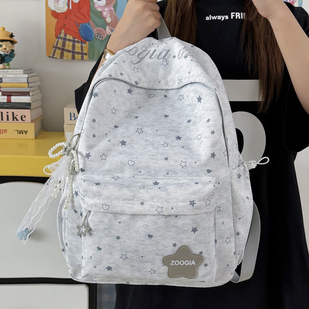 Cute Bunny-Ear Design School Backpack LoungeYard — product view 1