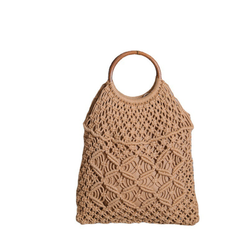 Macrame bag with wooden handle LoungeYard — product view 4