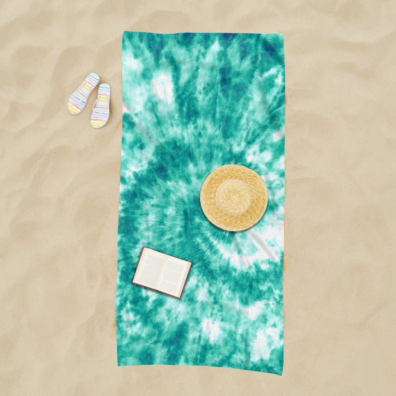 generously cut beach towel with TIE-DYE pattern LoungeYard — product view 2