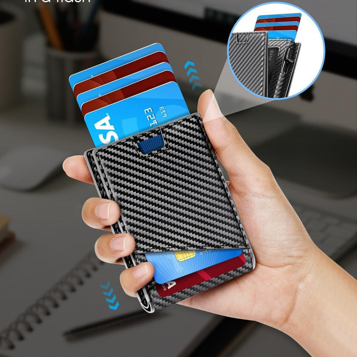 RFID-Blocking Carbon Fiber Slim Wallet LoungeYard — product view 3