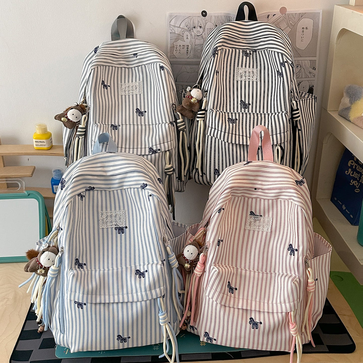 Playful Animal-Themed Striped Backpack LoungeYard — product view 4