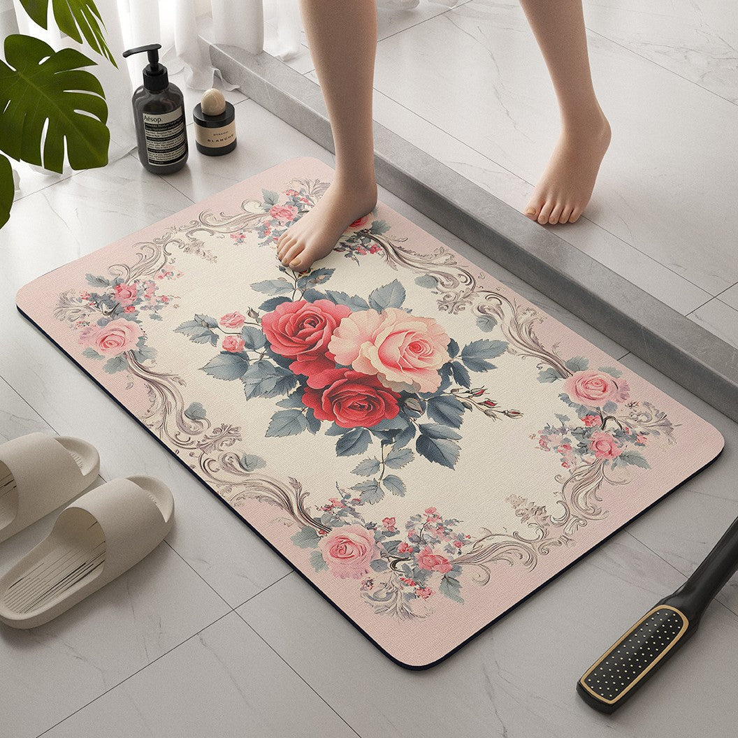 Vintage Floral Bath Mat LoungeYard — product view 4