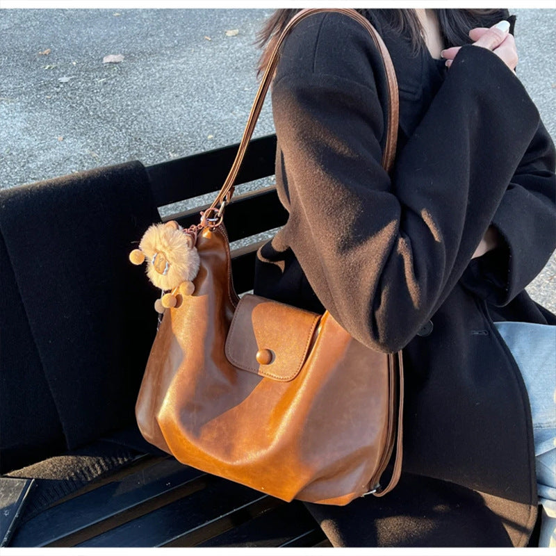 Chic Textured Leather Hobo Bag LoungeYard — product view 7