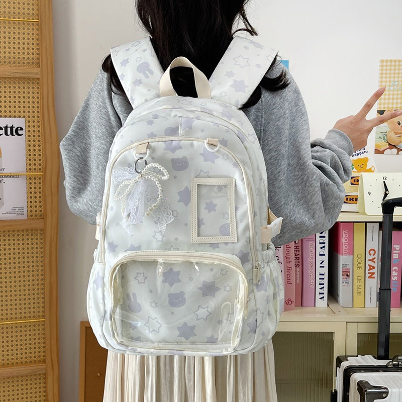 Whimsical Star-Print School Backpack LoungeYard — product view 2