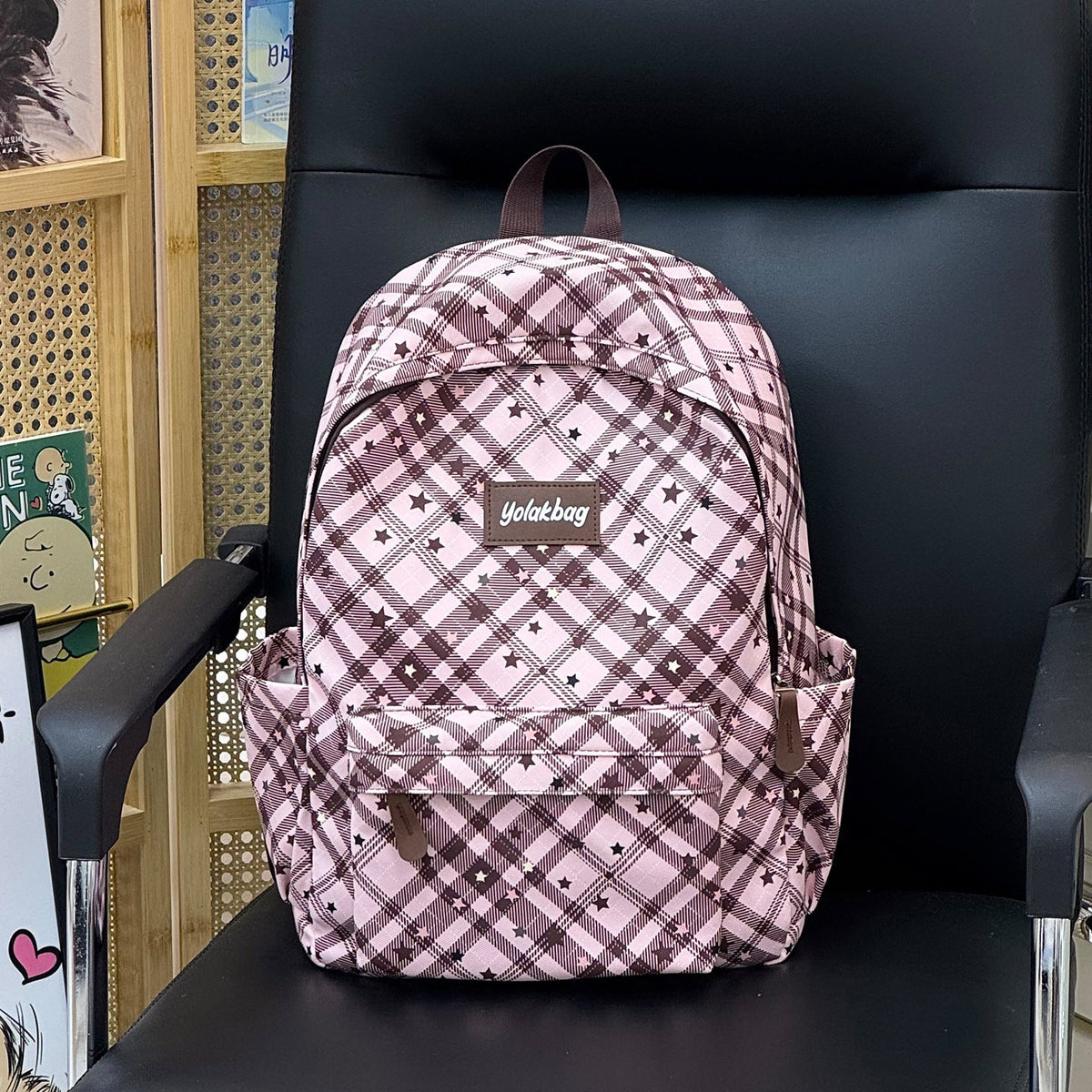 Playful Geometric Pattern Backpack LoungeYard — product view 7