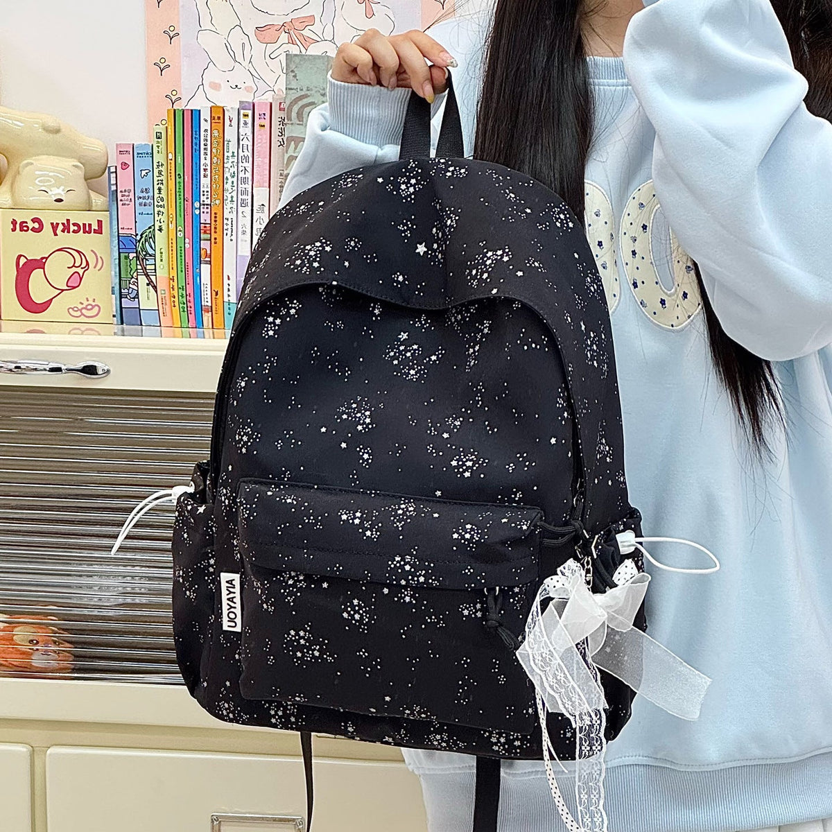 Playful Floral Print Backpack LoungeYard — product view 3
