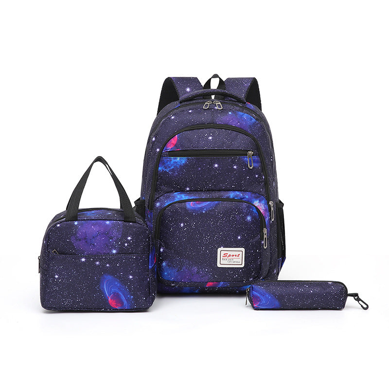 Galaxy pattern school backpack set LoungeYard — product view 1
