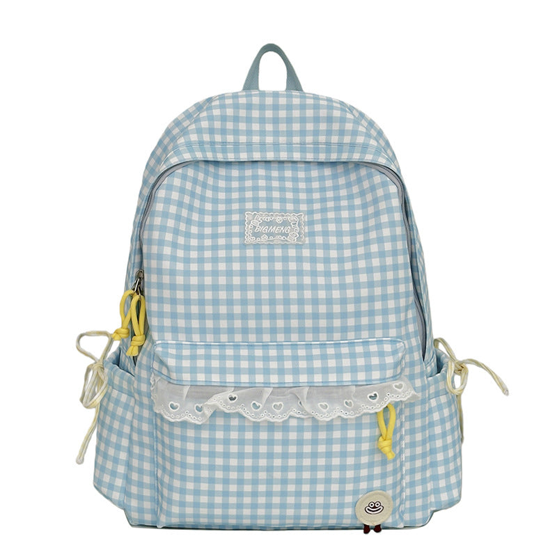 Cute Gingham Print Backpack LoungeYard — product view 5