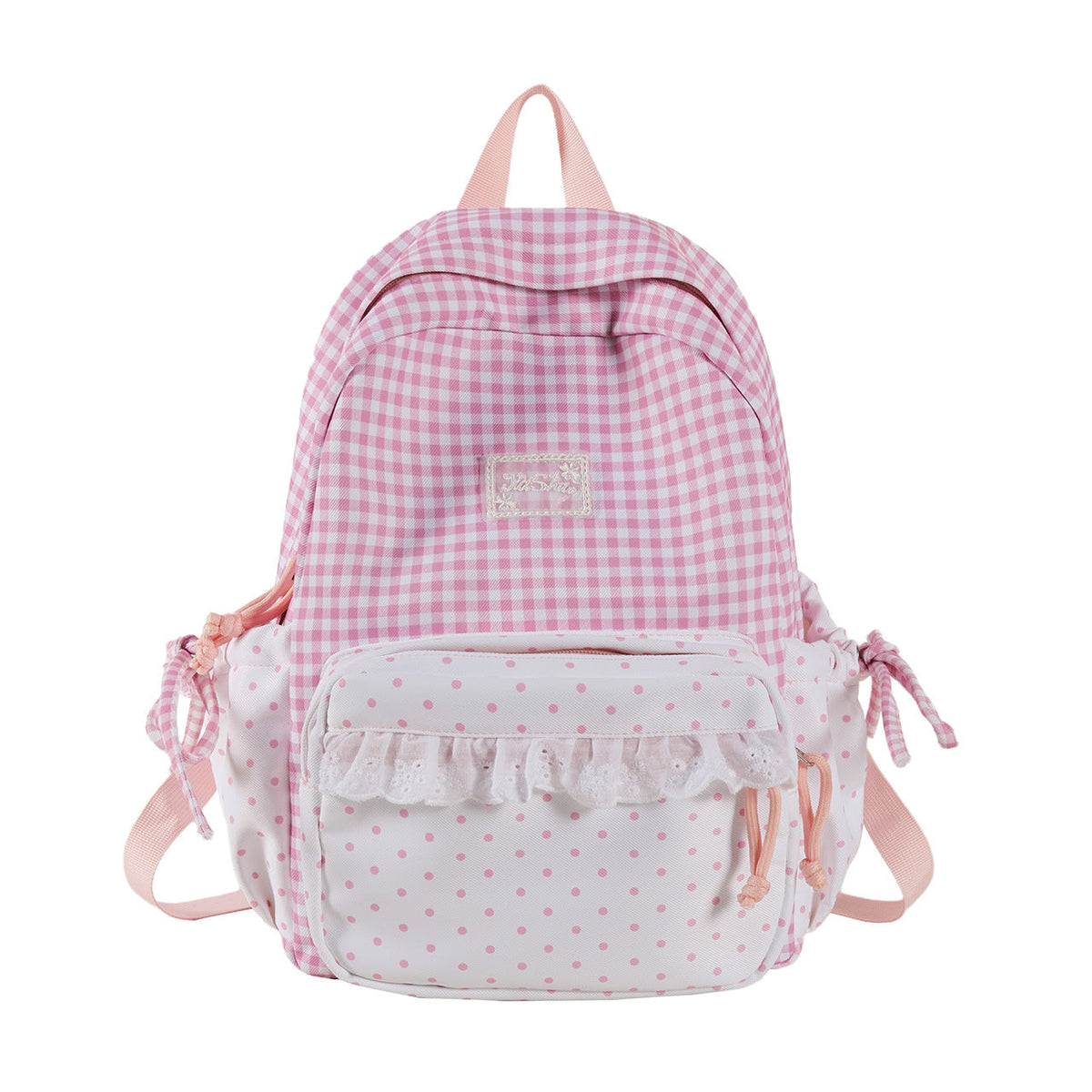 Playful Gingham and Polka Dot Backpack LoungeYard — product view 6