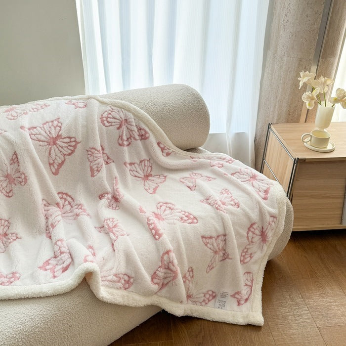 Soft Plush Butterfly Print Throw Blanket — product view 1