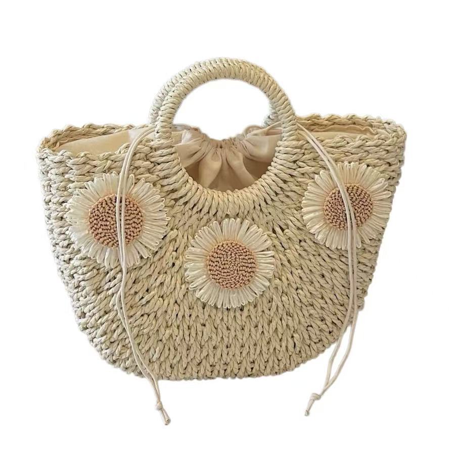 Padded basket bag with floral embellishments LoungeYard — product view 4