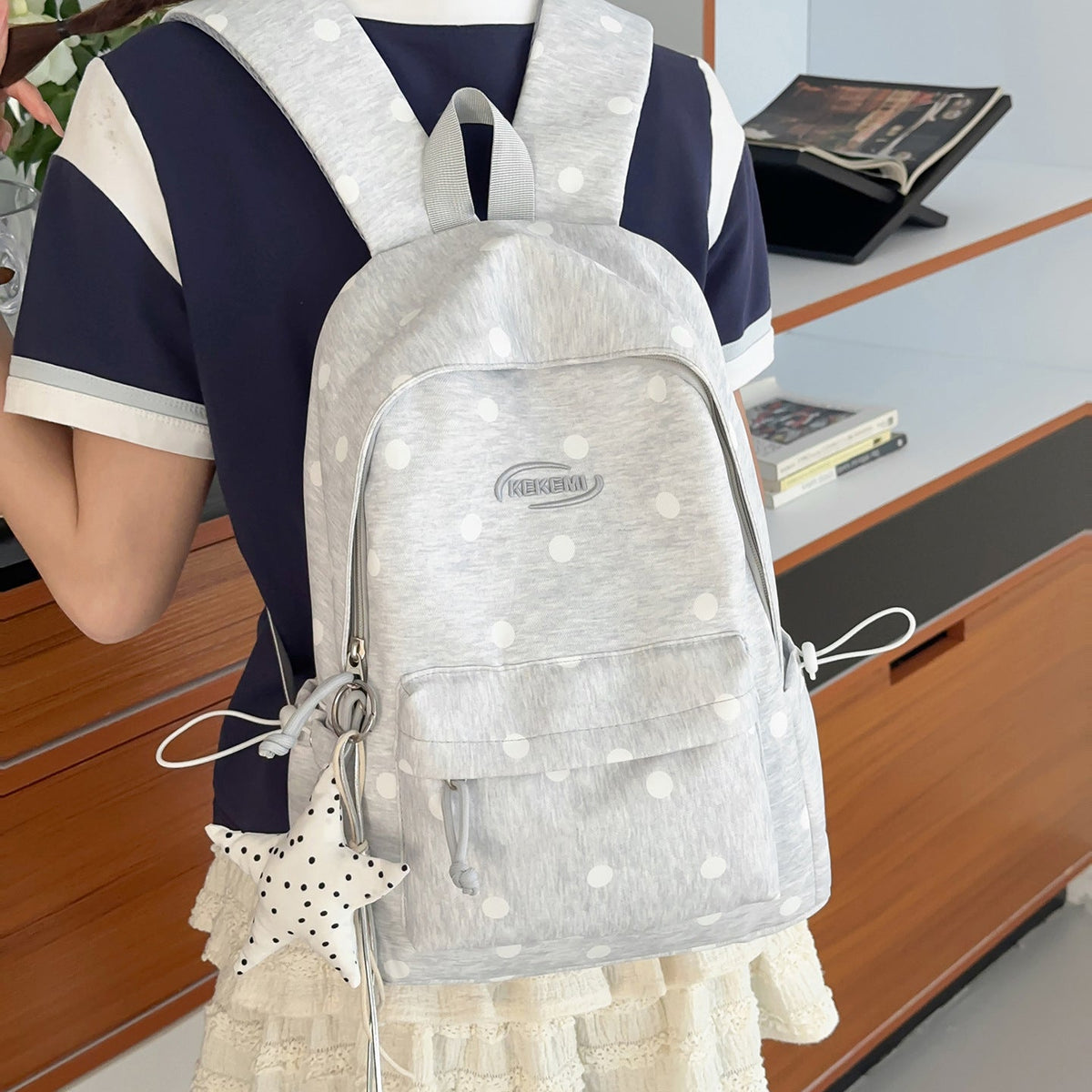 Cute Decorative Polka Dot Backpack LoungeYard — product view 2