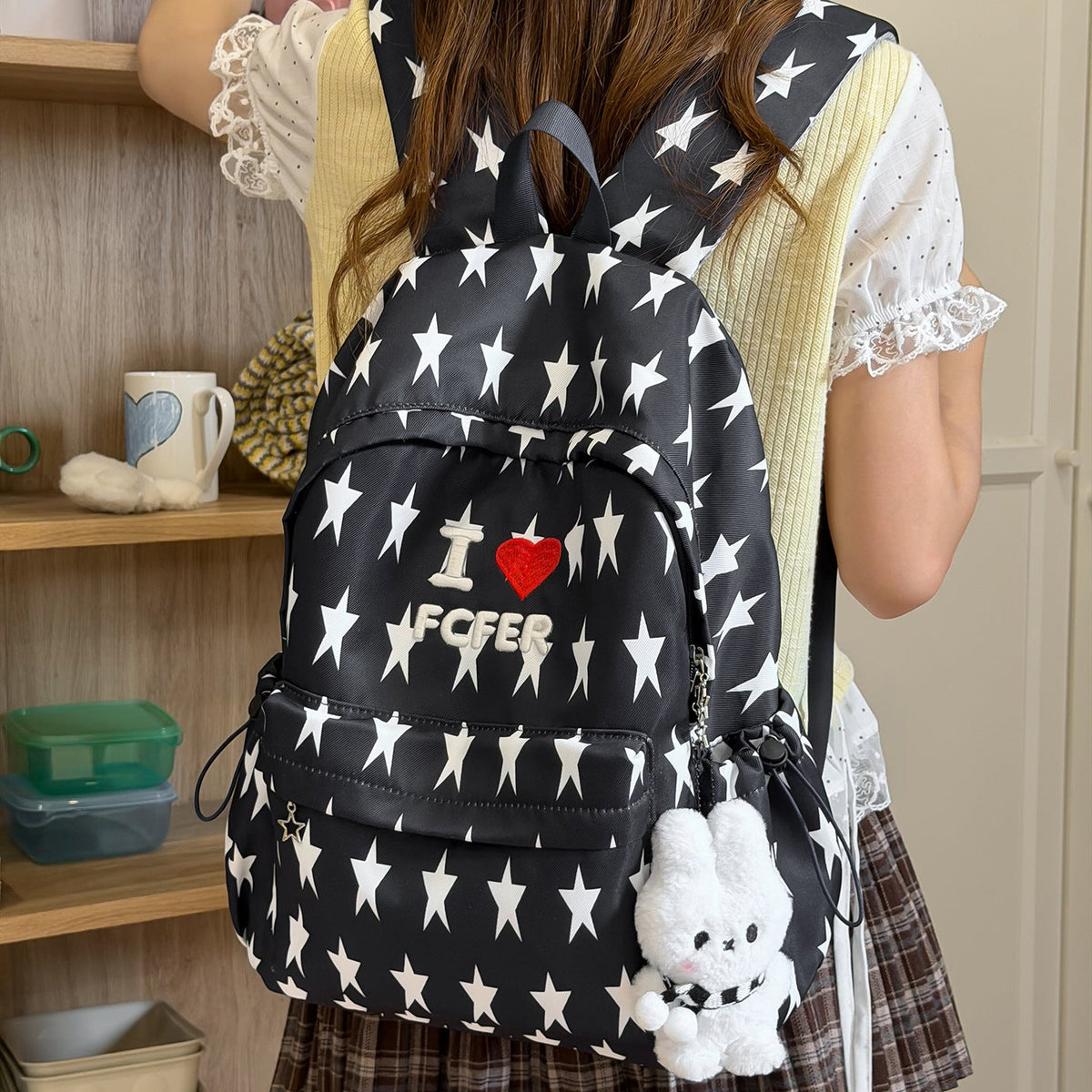 Casual Star-Patterned Backpack LoungeYard — product view 2