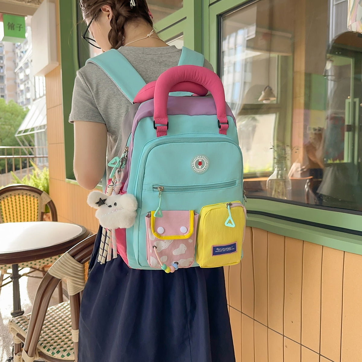 Color Block Multi-Functional Backpack LoungeYard — product view 3