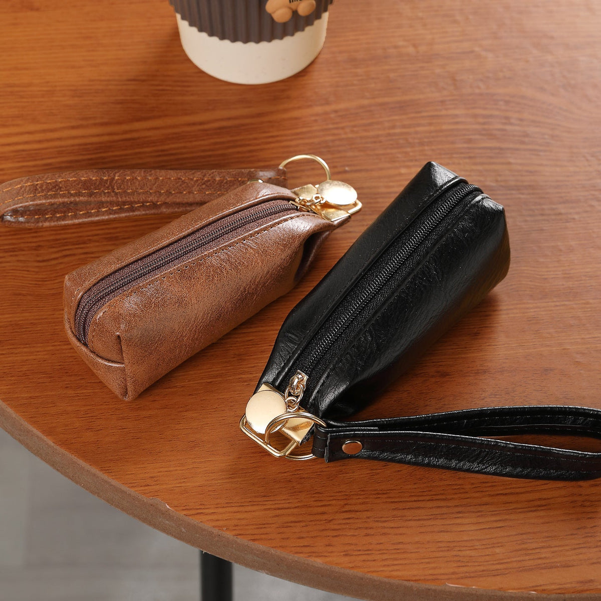 Premium Leather Zippered Coin Pouch — product view 1