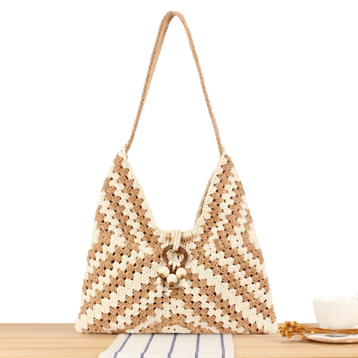 Handmade Macramé Shoulder Bag LoungeYard — product view 6