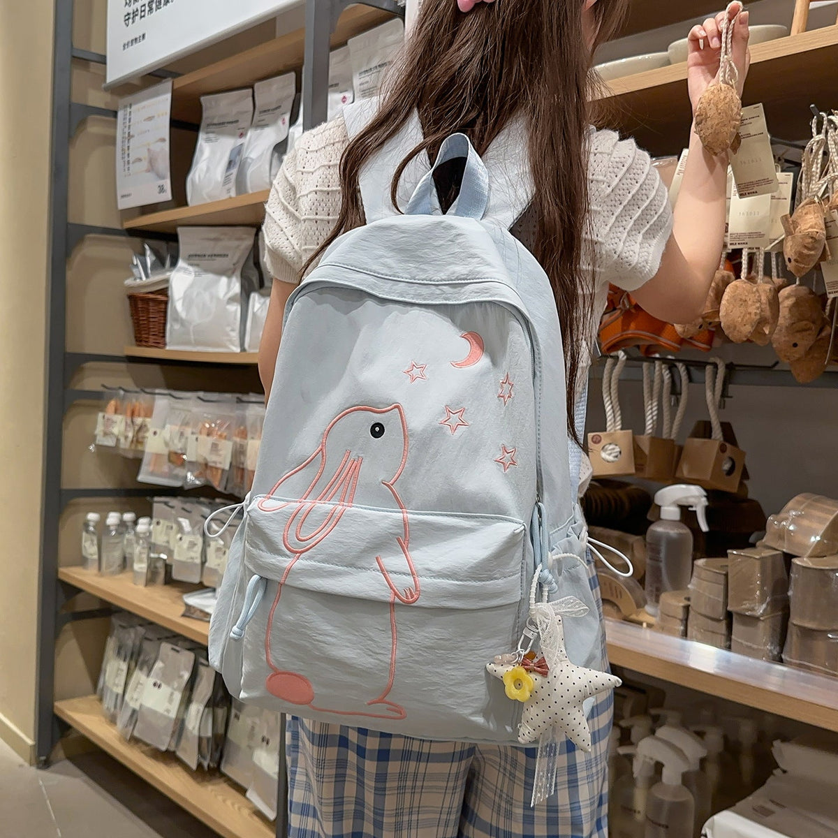 Adorable Cartoon Bunny-Designed Backpack LoungeYard — product view 2