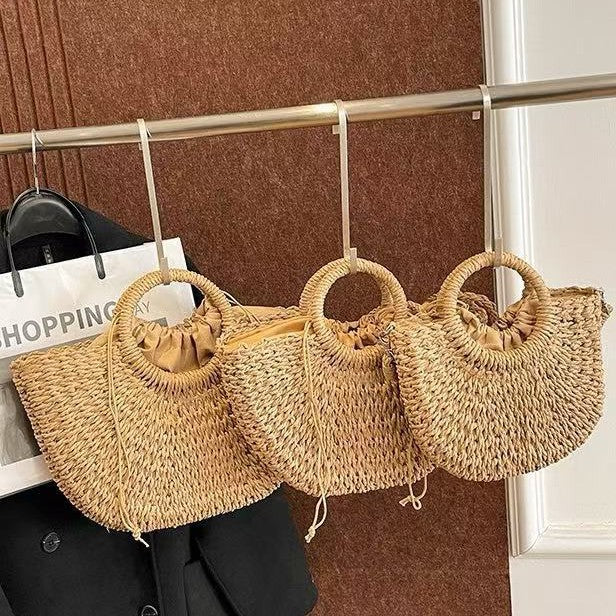 Handmade basket bag with light ruffles LoungeYard — product view 1