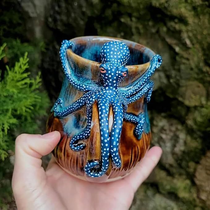 Decorative octopus-Themed Mug Bowlift — product view 1