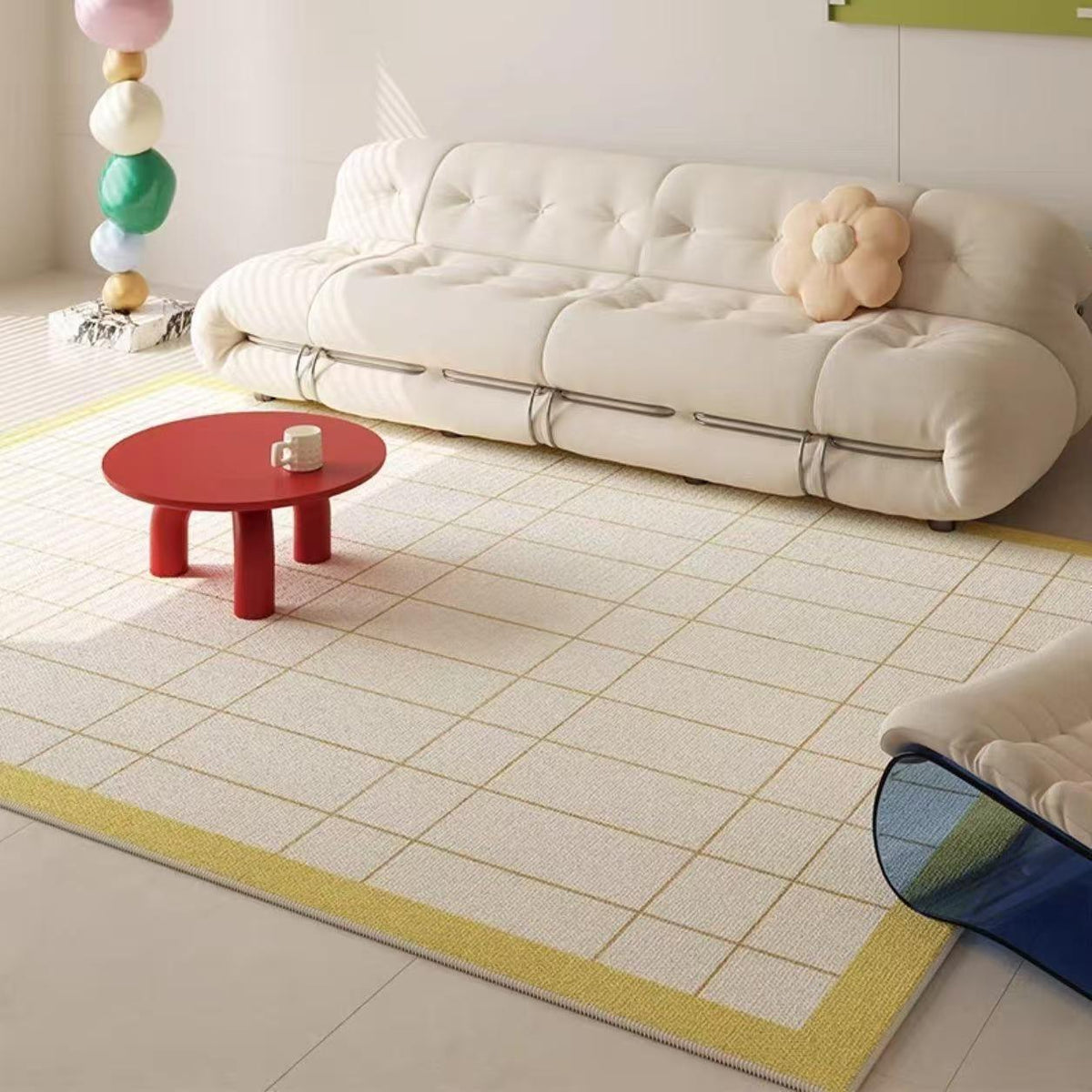 Grid Pattern Decorative Area Rug Bowlift — product view 3