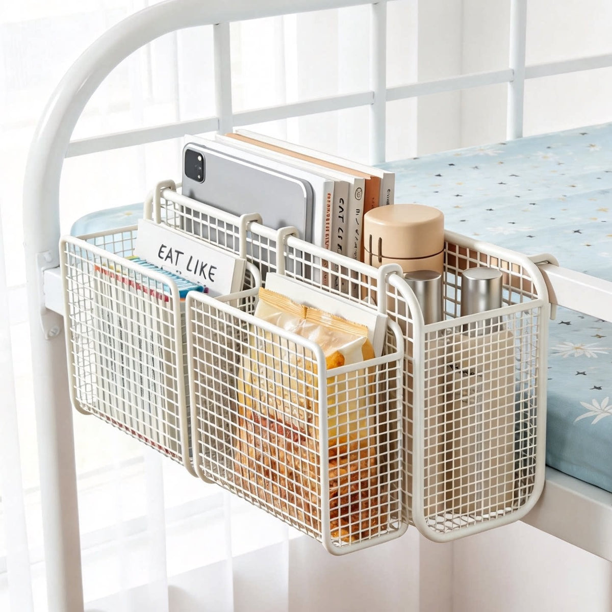 Overbed Mesh Three-Compartment Hanging Storage Caddy — product view 1