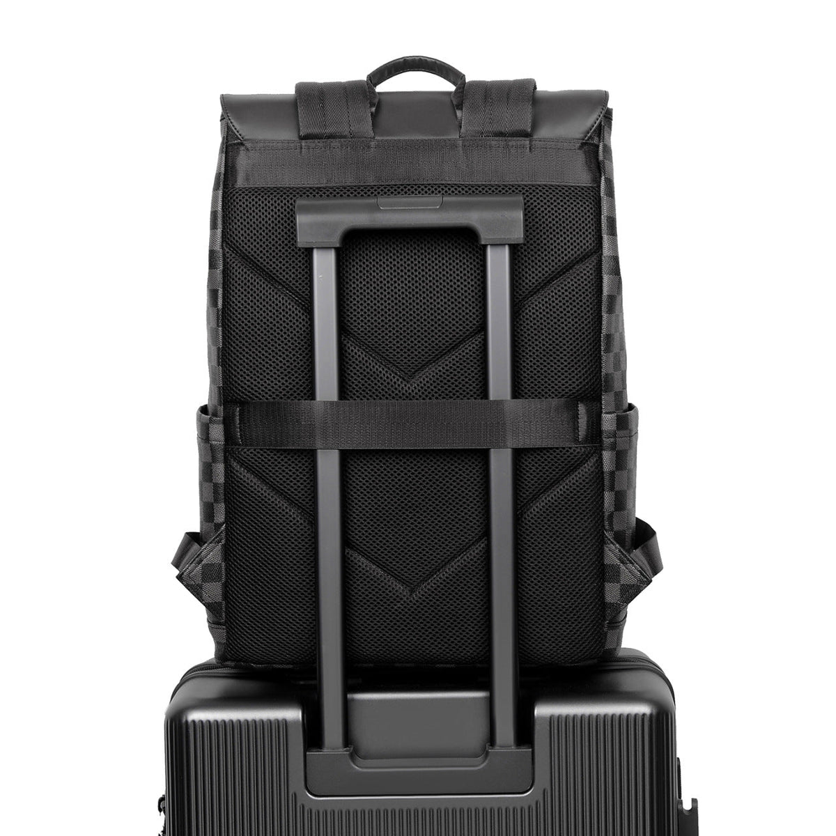 Stylish Checkerboard Pattern Backpack LoungeYard — product view 4