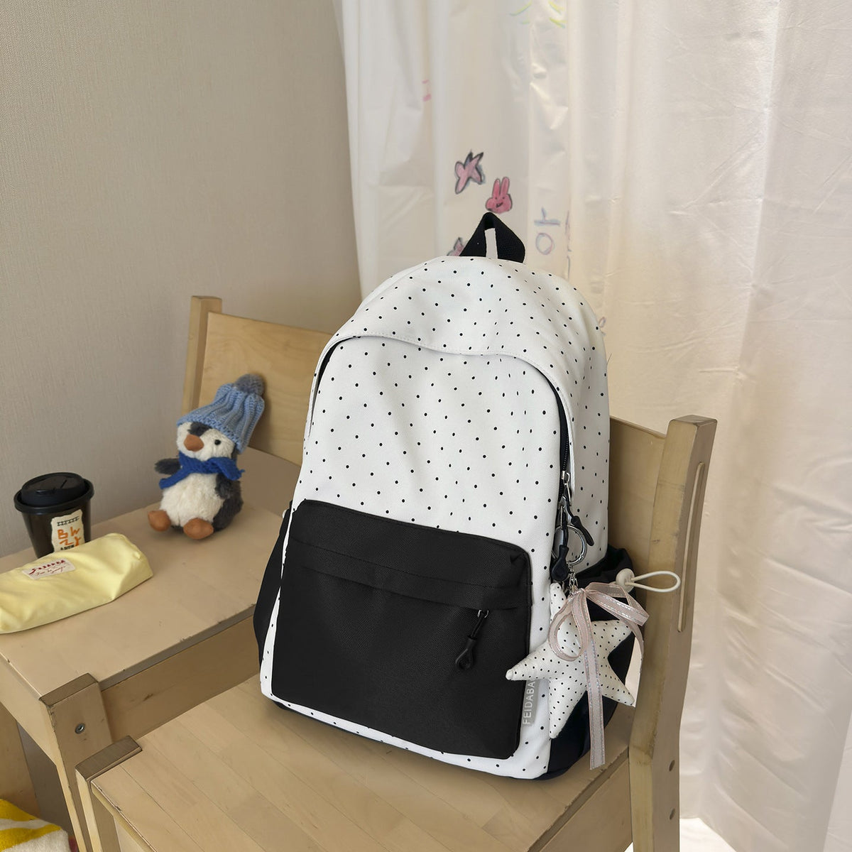 Polka Dot and Solid Color Backpack LoungeYard — product view 6