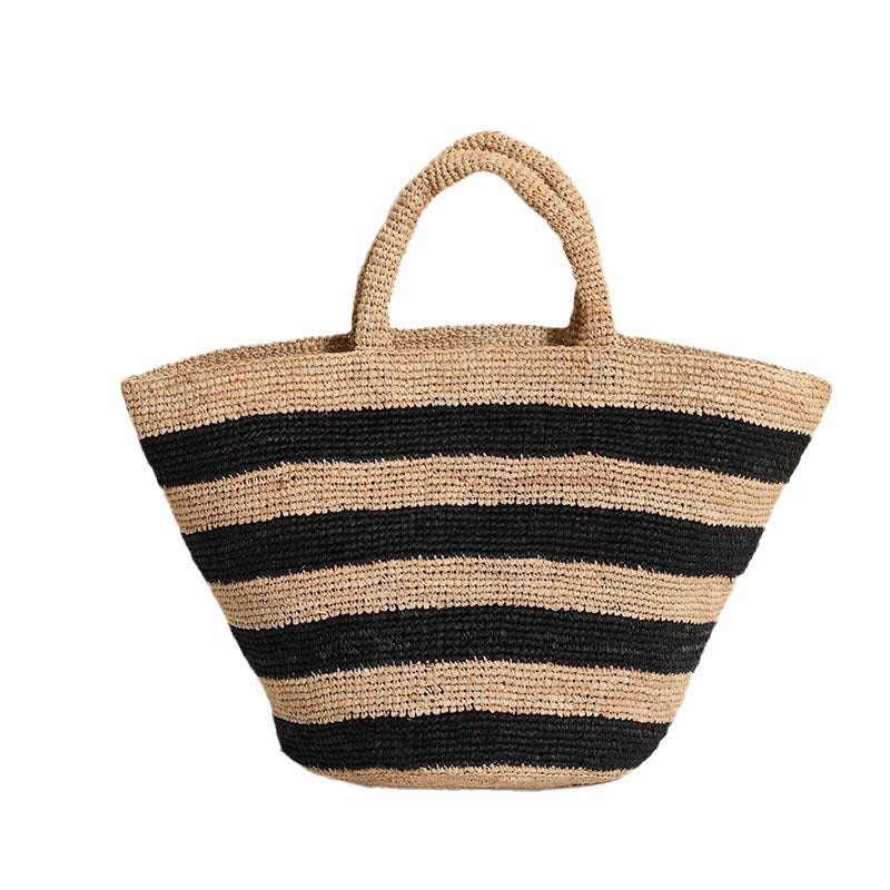Braided beach bag with modern striped pattern LoungeYard — product view 5