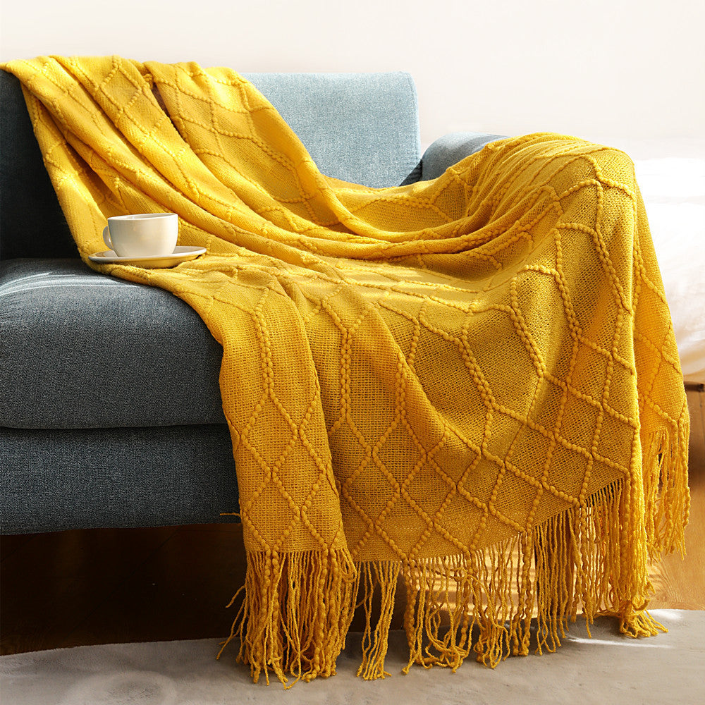 Luxurious Woven Textured Throw Blanket LoungeYard — product view 3