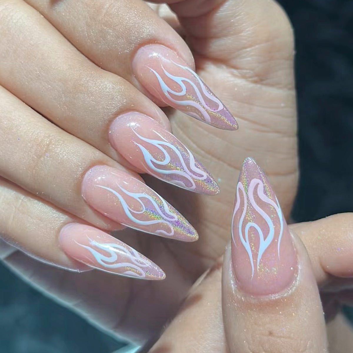Flame Accent Stiletto Nail Art — product view 2