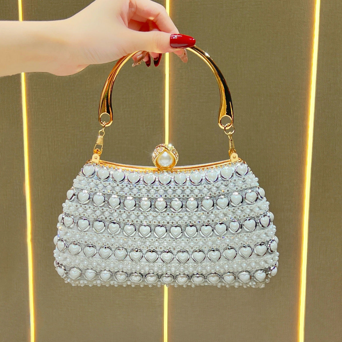 Decorative Heart-Appliqué Evening Handbag — product view 1