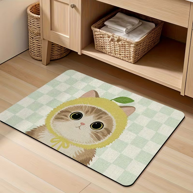 Cute Cat Print Bath Mat LoungeYard — product view 5