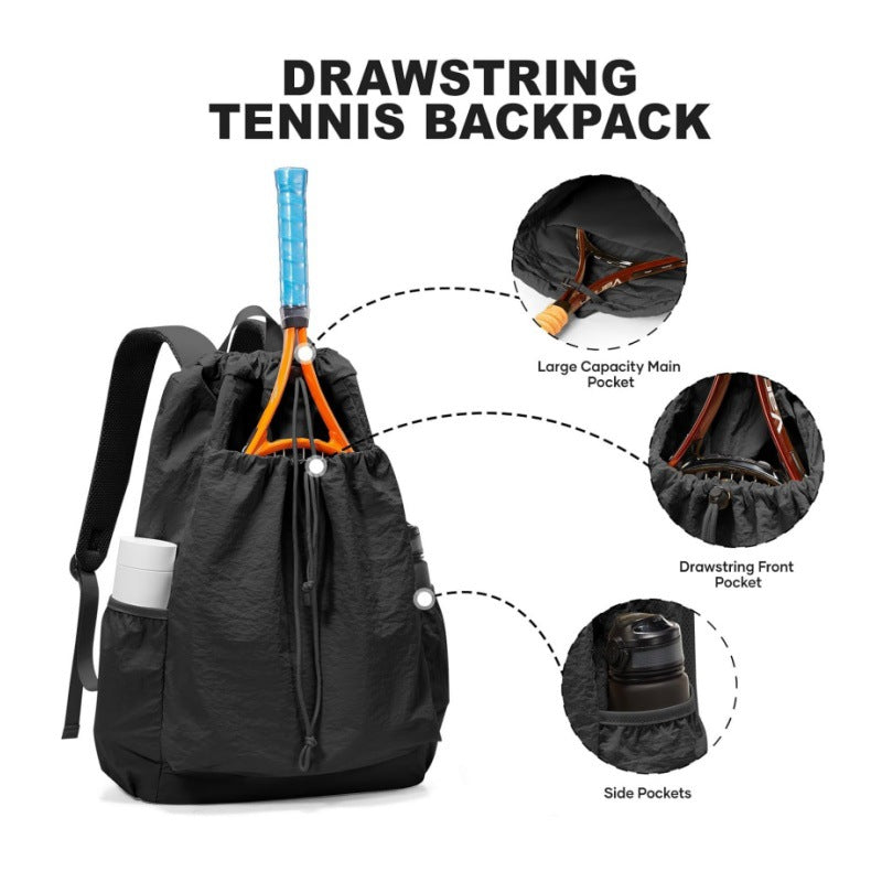 Tennis Racket Drawstring Backpack — product view 6