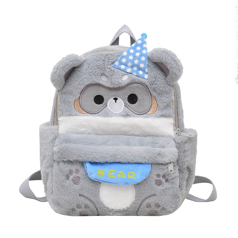 Plush backpack with cute bear motif LoungeYard — product view 5
