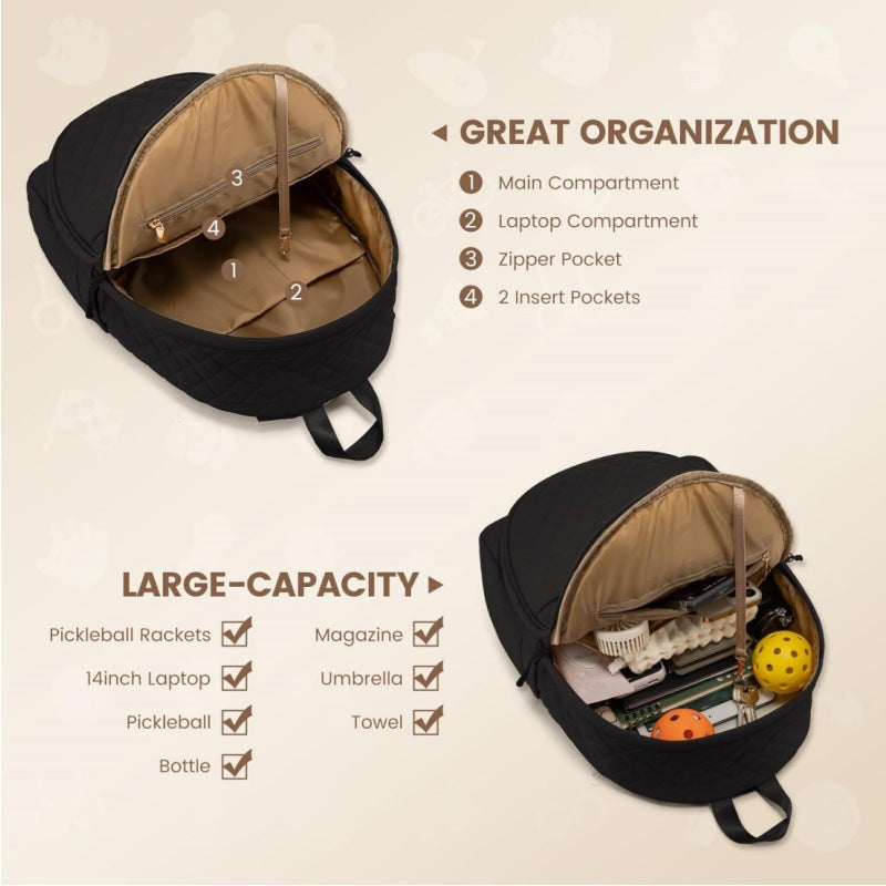 Quilted Tennis Racket Backpack LoungeYard — product view 3