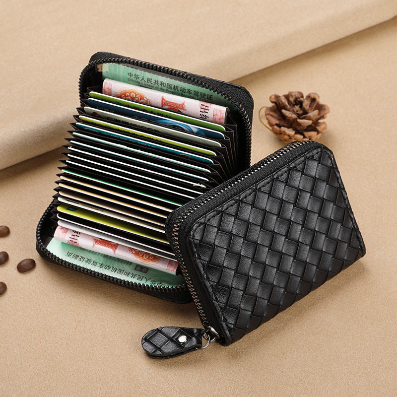 Woven Leather Zippered Wallet — product view 4